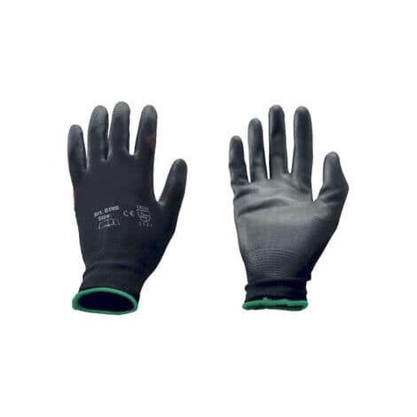 12 PAIA DI GUANTI GUANTO DA LAVORO SPALMATI NYLON POLIURETANO MISURA 8 NERI NERO