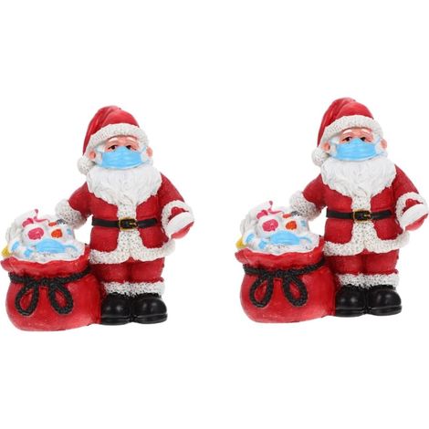 2pièces Décoration De Noël Miniature Résine Figurine Créative Père Noël pour Décor De Jardin Et Intérieur Vif Et Amusant pour Magasins Maisons Et Bureaux (1/5)