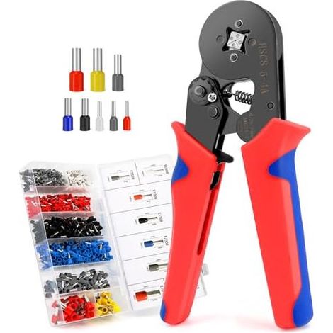 Pince à Sertir, Pince a Sertir Cosse Electrique, 1300 Cosses electriques a Sertir 0.25-10mm²- Pince Sertir Cosse pour Installations Électriques et Réparations de Véhicules, Outil Brico (1/5)