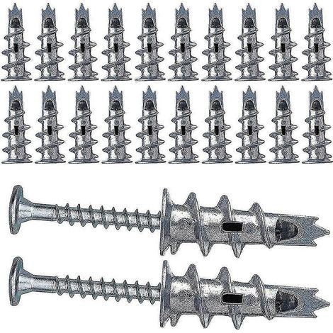 40 chevilles métalliques autoperceuses pour plaques de plâtre avec vis 4,5 x 35 mm pour plaques simple et double couche (1/5)