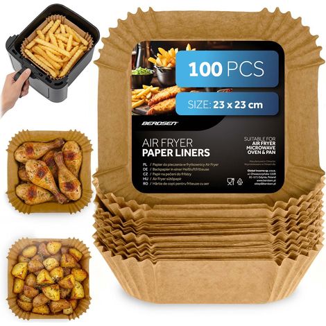Fodere di carta da forno per friggitrice ad aria, 23 cm, confezione da 100