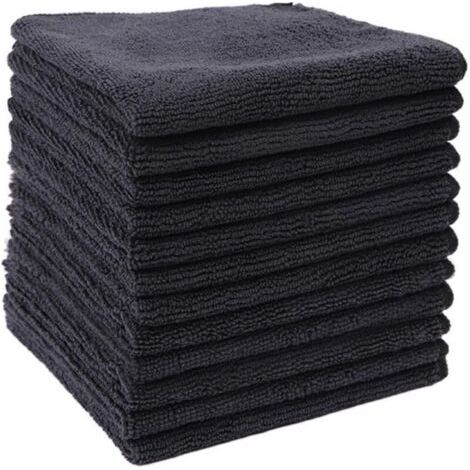 Pair Chiffons en Fibres ultrafines Noires, Chiffon de Nettoyage ménager, Chiffon de Cuisine en Coton Polyester, Tampon à récurer(30x30cm,12pcs) (1/4)