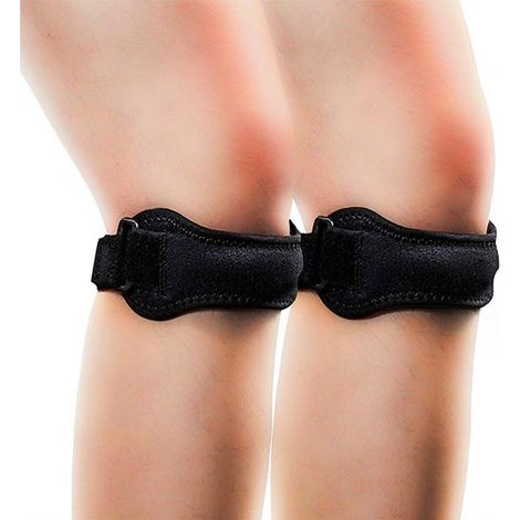 Genouillère de compression rotulienne - Sangle rotulienne noire pour le sport - Équipement de protection pour le basketball, le football, la marche et la course à pied - Unisexe, une pièce (1/2)
