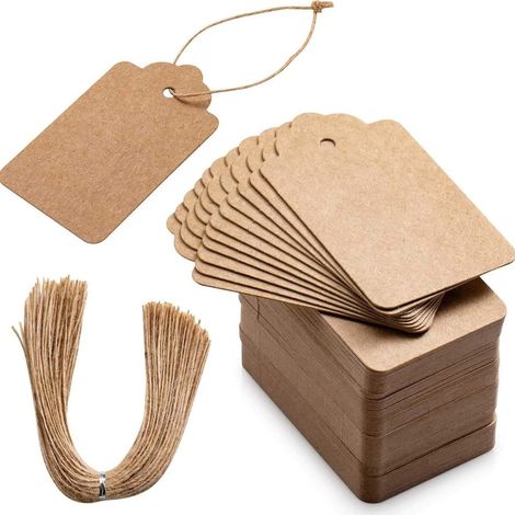Linyer 90 Pieces Marking Hang Tags Display Label with Elastic String Attached Blank Common Suitable for Clothing Displaying Usage TLX-024 (1/5)