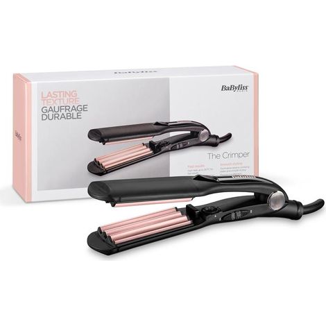 BaByliss Plancha de Crimpar - placas de cerámica con turmalina, 10 temperaturas hasta 210°C, herramienta profesional para crear volumen y textura, Rizador, Texturizador, Negro, 2165CE (1/3)