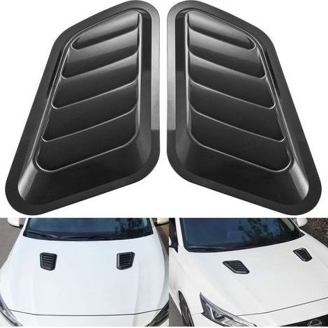 1 paire d’autocollants style grilles de ventilation pour capot de voiture - En plastique ABS - Noir (1/5)