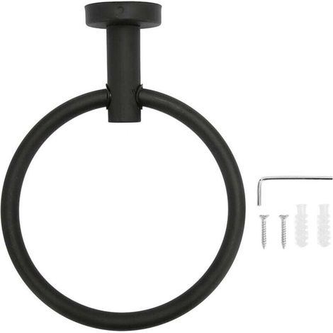 Anneau Porte Serviette Noir Mat Acier Inoxydable Antirouille Support Mural Moderne Salle De Bain (1/4)