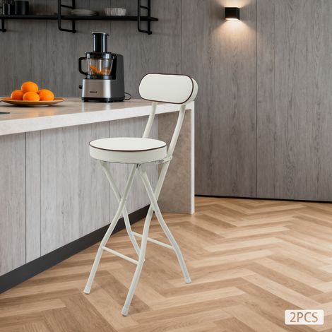 YISSALE-2 weiße Barhocker, klappbare und tragbare Hocker, klappbare Barhocker mit Polster, Höhe 25,6 Zoll. (1/5)