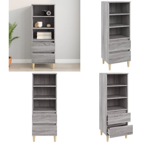 Buffet haut Sonoma gris 40x36x110 cm Bois d'ingénierie - Buffet - Armoire - Meuble De Rangement - Meuble TV - Salon - Home & Living (1/5)