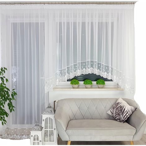 Conjunto de balcón, cortinas de visillo decoradas con bordados de 250 cm. (1/5)