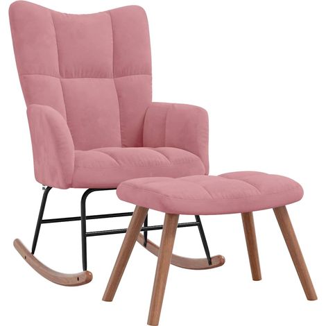 Chaise à bascule avec repose-pied Rose Velours (1/5)