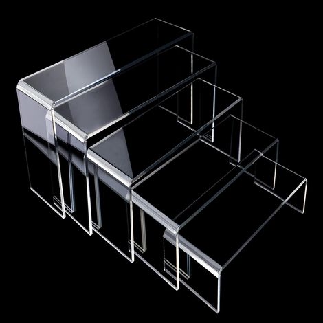 Longziming – Présentoir acrylique transparent 5 niveaux – Supports pour figurines, bijoux, cupcakes – Design élégant et peu encombrant – H12 à H4 cm