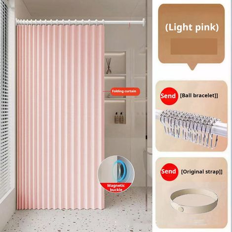 Rideau de douche magnétique rose, lavable en lin, fermeture rapide, pour baignoire ou douche (100 x 200 cm)
