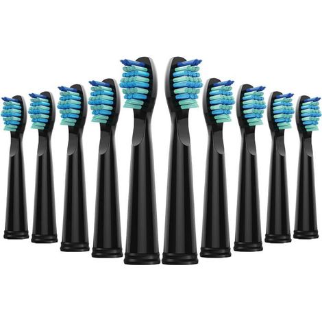 Ecleanfy - 10 Brossettes Recharge Douces Nettoyage Complet en Douceur pour Dents Sensibles Compatible Gamme Fairywill et SG/HP126A TB5 Noir (1/5)