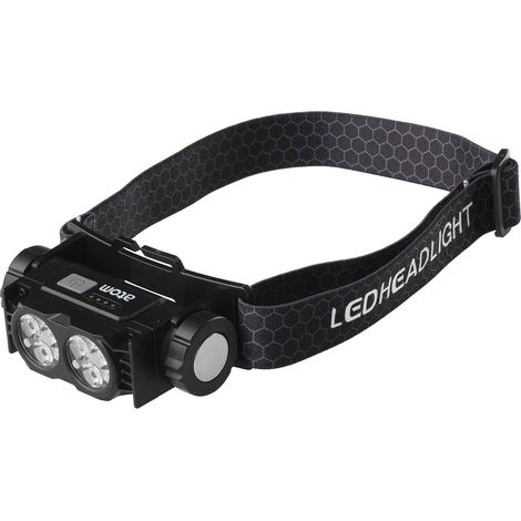 Stirnlampe, schwarz, 400 lm, wiederaufladbar, IPX4 wasserdicht