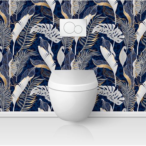 Crédence adhésive WC - Feuilles Tropicales - 70x70 cm - Adhésif MAT