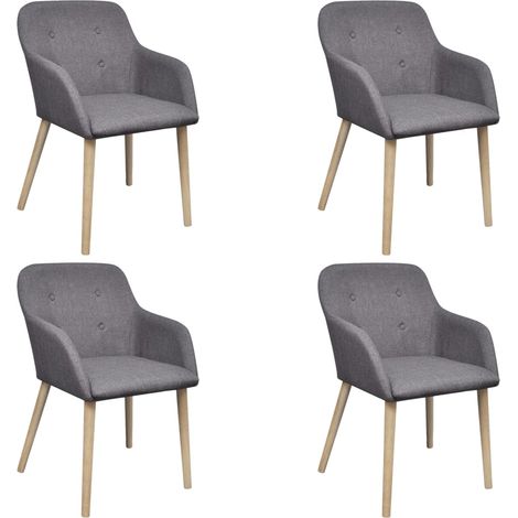 Lot de 4 chaises de salle Ă manger cuisine gris clair tissu et chĂŞne massif CDS021528