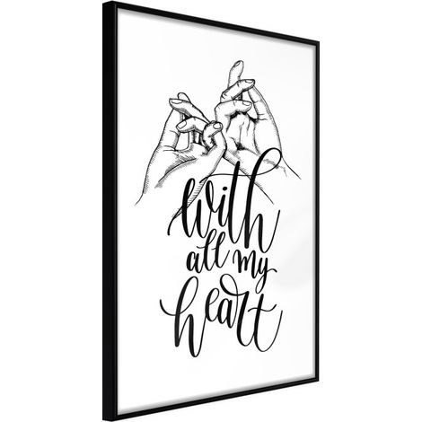 Affiche Murale Encadrée "United With Love" 30 x 42 cm Noir