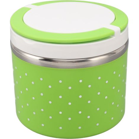 Gamelle Isotherme Ronde Anti-Fuite Portable Grand Récipient Alimentaire Chaud pour École Bureau Voyage Vert (1/5)