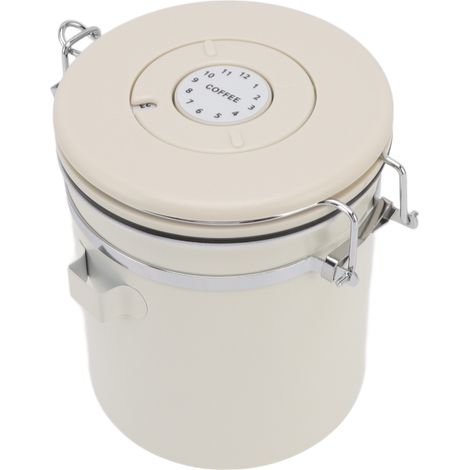 Boîte à café scellée en acier inoxydable 304 avec valve et cuillère doseuse pour café moulu, thé et autres aliments, taille moyenne (1,5 litres). (1/5)