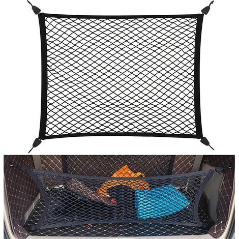 Filet de coffre pour voiture, 80 x 60 cm déroulé en 200 x 110 cm, filet de rangement pour coffre de voiture, toit de voiture, 4 crochets en ABS (1/5)