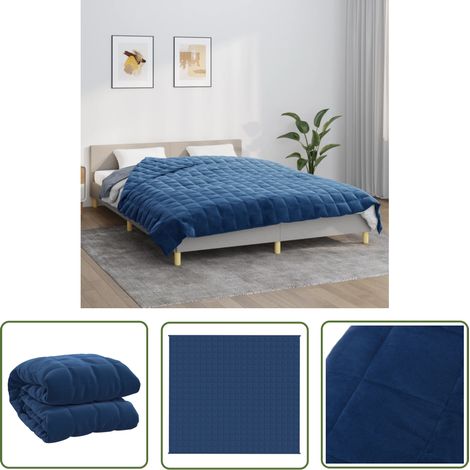 The Living Store Couverture lestée Bleu 200x225 cm 9 kg Tissu - Couverture Lestée - Couverture Poids - Sommeil Profond - Relaxation - Stress (1/5)