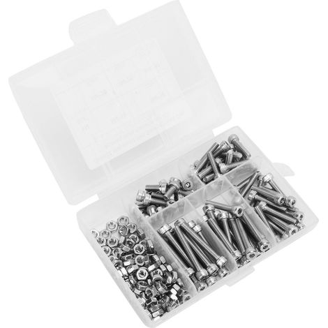 Kit 200 pièces vis à tête hexagonale et écrous M4 en acier inoxydable 304, assortiment complet de boulons et fixations (1/5)
