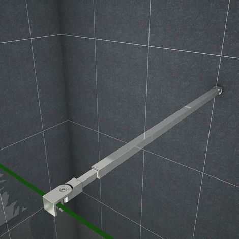 Barra Stabilizzatrice Cromo Lucido a Sezione Quadrata da 73-120 cm Regolabile Con Due Teste Girevoli per Box Doccia Walk In Parete Fissa Vetro da 6-10 mm (1/5)