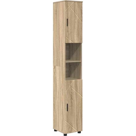 Gabinete de Baño con puerta Roble Sonoma 30 x 35 x 192 cm vidaXL (1/5)