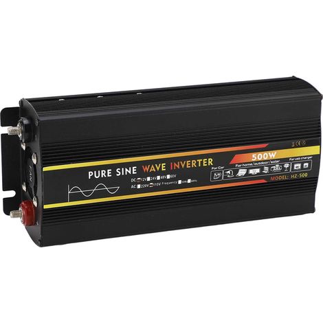 500-W-Wechselrichter mit LED-Anzeige, 12 V Gleichstrom auf 110 V Wechselstrom, reine Sinuswelle, 1 Universalsteckdose (1/5)
