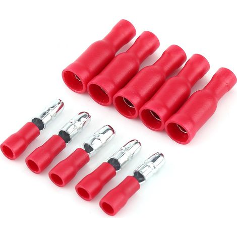 Pack of 50 Electrical Terminals, Insulated Female and Male Crimp Connectors for 0.5 to 1.5 mm² Red Cable (1/5)