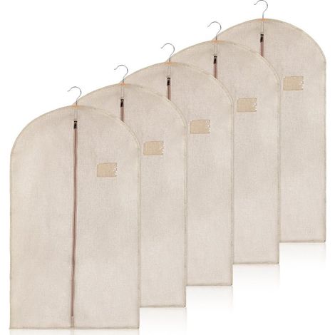 Ensemble de 5 sacs de rangement suspendus en pur coton beige Irovami