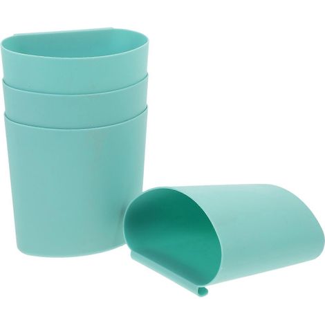 Ensemble de 4 porte-gobelets suspendus, accessoires de chariot à roulettes en plastique bleu clair, gain de place pour une utilisation à domicile. (1/5)