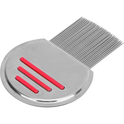 Peigne pour animaux de compagnie, peigne semi-circulaire à pointe ronde en acier inoxydable pour chien, pour enlever les poils et les puces, rouge vif (1/5)