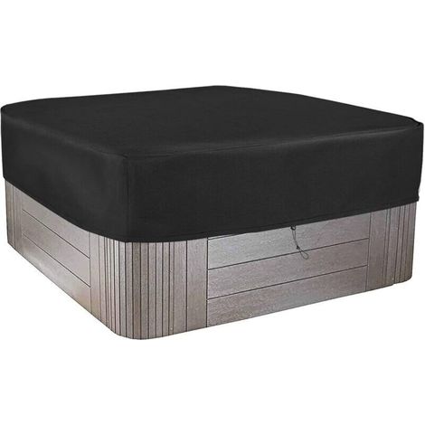 Housse pour Bain à Remous Carrée de Jardin - Polyester 210D imperméable et résistant aux intempéries avec revêtement en PVC - Noir anthracite 244x244x30cm