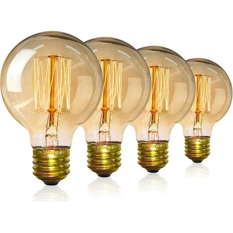 Lampadine LED G80 Edison 4 pezzi – E27 40W – Dimmerabili – Luce calda – Per lampade, sospensioni e decorazioni vintage (1/5)