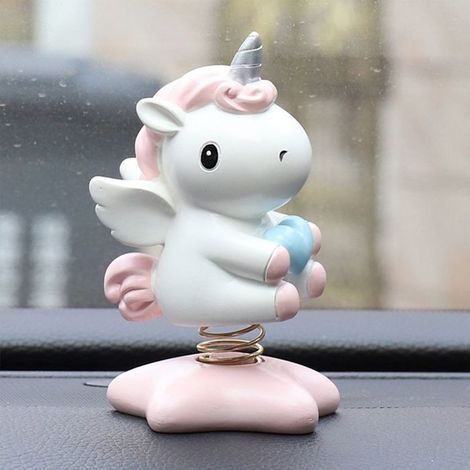 Bow-headed unicorn figurines, toy figurines for car dashboard, desk, shelf, desktop ornament, (1/5)
