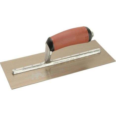 MPB1GSD – Pre-worn permaShape® finishing gold stainless steel trowel – DuraSoft® handle – 11 x 4.5in – For smooth finishes on concrete – Marshalltown (1/3)
