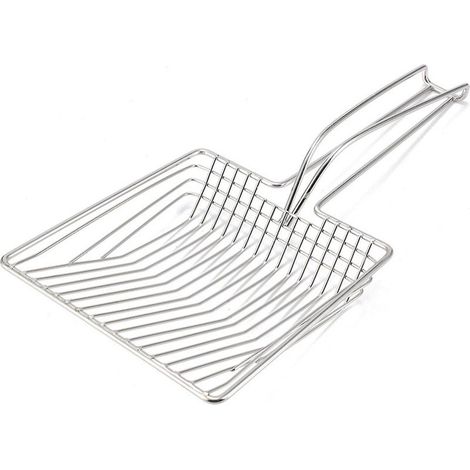Metallene Katzenstreuschaufel mit Sieb, langem ergonomischem Griff und großem Fassungsvermögen. (1/4)