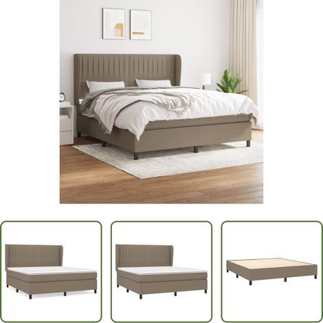 Matratze - Boxspringbett mit Matratze Taupe 160x200 cm Stoff (1/5)