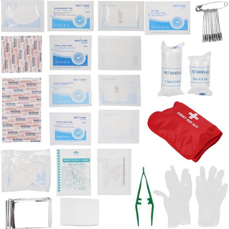 Trousse de secours extérieure 17 pièces, pansements adhésifs, compresses, bande, outil de soin des plaies, kit d'urgence portable (1/5)