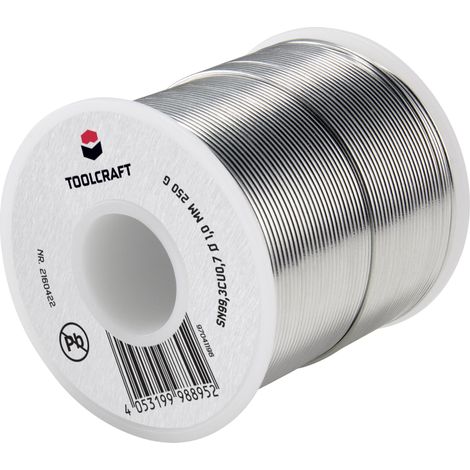 Étain à souder sans plomb TOOLCRAFT bobine Sn99,3Cu0,7 ROL1 250 g 1 mm Q871552 (1/3)