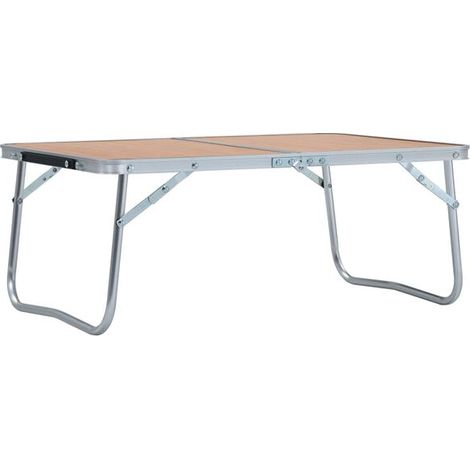 Table de camping pliante en aluminium marron, 60 x 40 cm