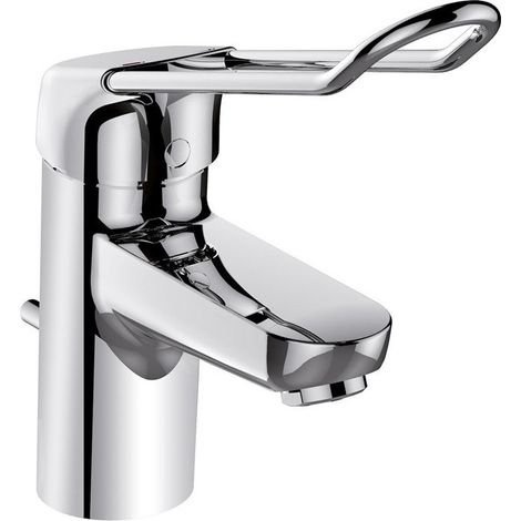 Ideal Standard Grifo de lavabo Connect Blue, con manilla de arco, con vaciador, Saliente 112mm, Cromo, B0543AA