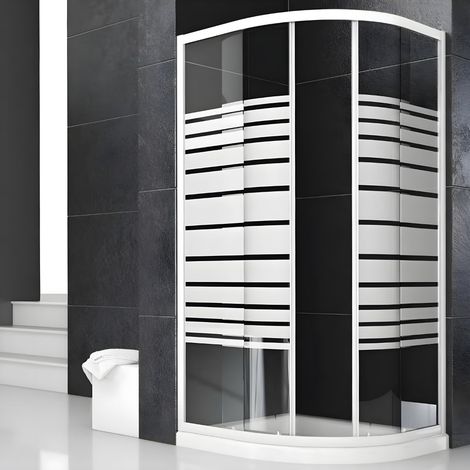 Ogomondo box doccia semicircolare bianco due ante cristallo temprato misure 77-79,5x77-79,5xh185 cm serigrafato - confezione 1 (1/5)
