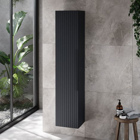Helix Fluted Satin Anthracite 300mm x 1430mm Wall Mounted 1 Door Tall Unit