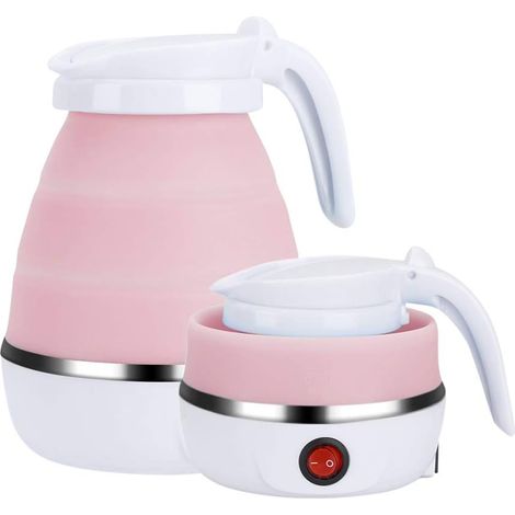 Bouilloire pliable, bouilloire de camping pliable en silicone rose 0,6 l (1/5)