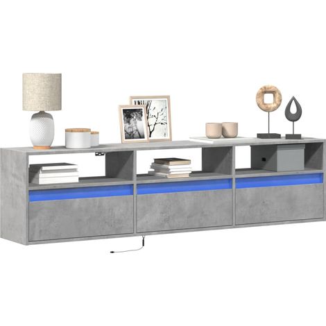 TV Wall Cabinet with LED Concrete Grey 180x31x45 cm vidaXL (1/5)