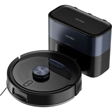 Cecotec Robot Aspirador y Friegasuelos con Base Autovaciado Conga Y60 Dark. Navegación Láser, 13000Pa, Autonomía 200mins (1/5)