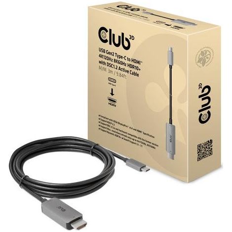 club-3d CAC-1587 Câble USB Type-C vers HDMI Noir 3m (1/4)